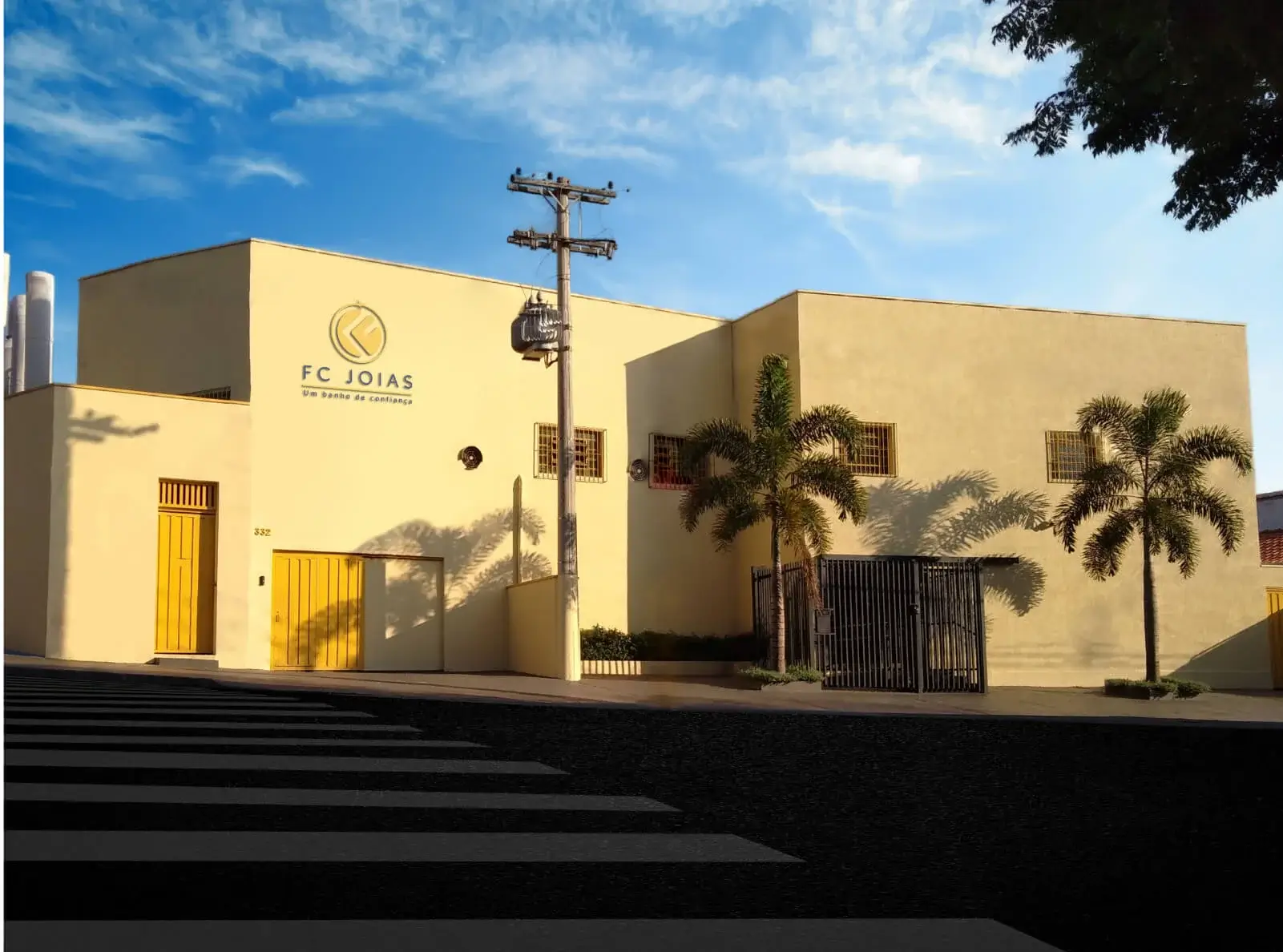 Front of the FC Joias headquarters in Limeira, Brazil