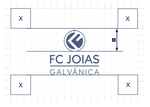 Malha de construção do logotipo oficial com a área de arejamento marcada
