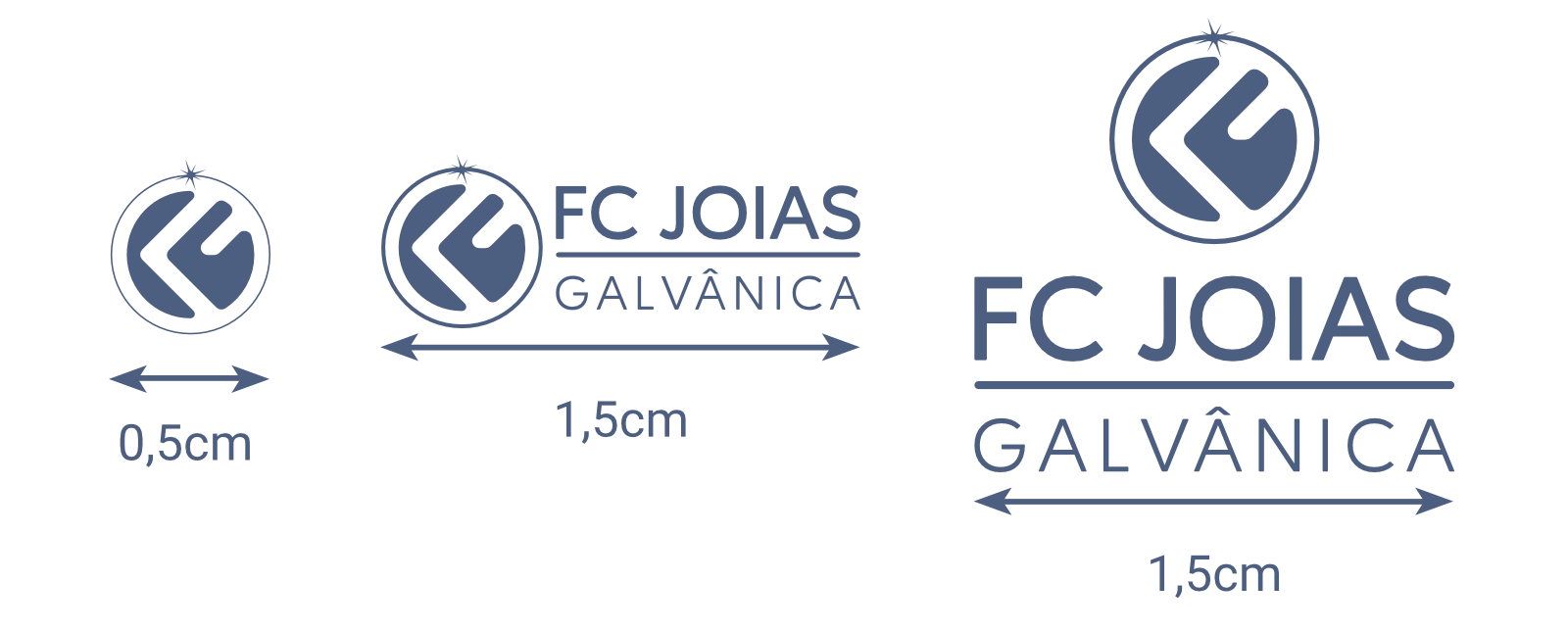 Tamanhos mínimos de reprodução do ícone, do logotipo horizontal e do logotipo oficial