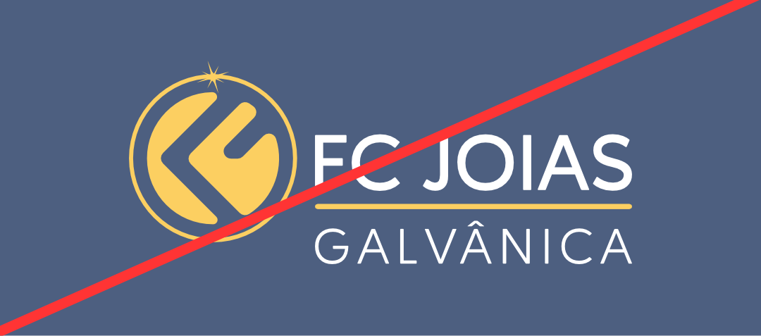 Exemplo de uso incorreto da marca FC Joias: não alterar composição dos elementos