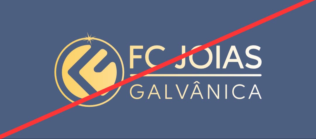 Exemplo de uso incorreto da marca FC Joias: não aplicar gradiente