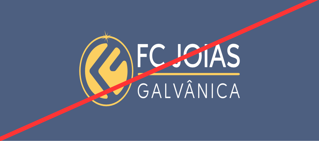 Exemplo de uso incorreto da marca FC Joias: não comprimir
