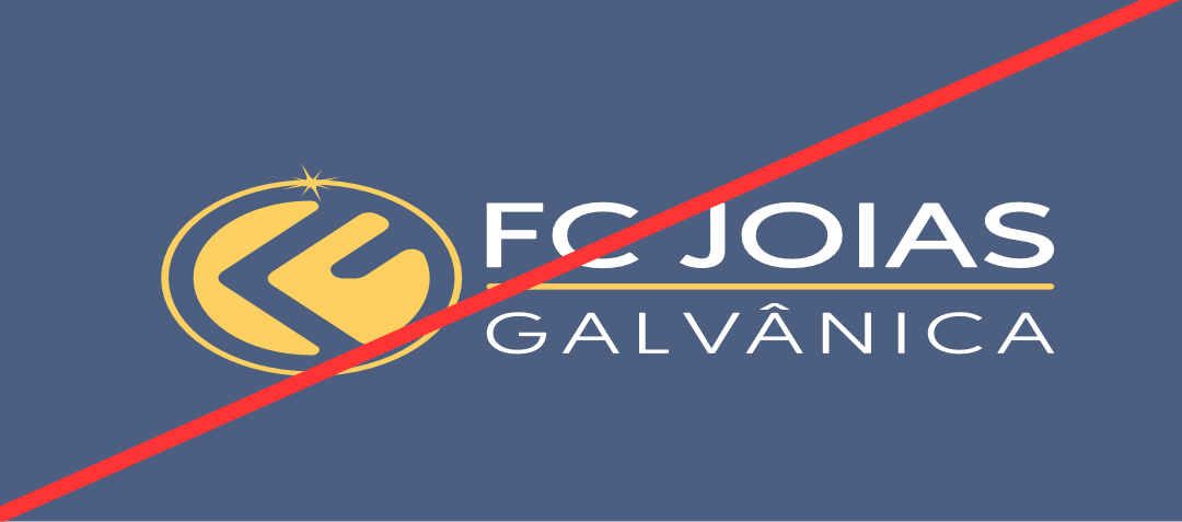 Exemplo de uso incorreto da marca FC Joias: não esticar